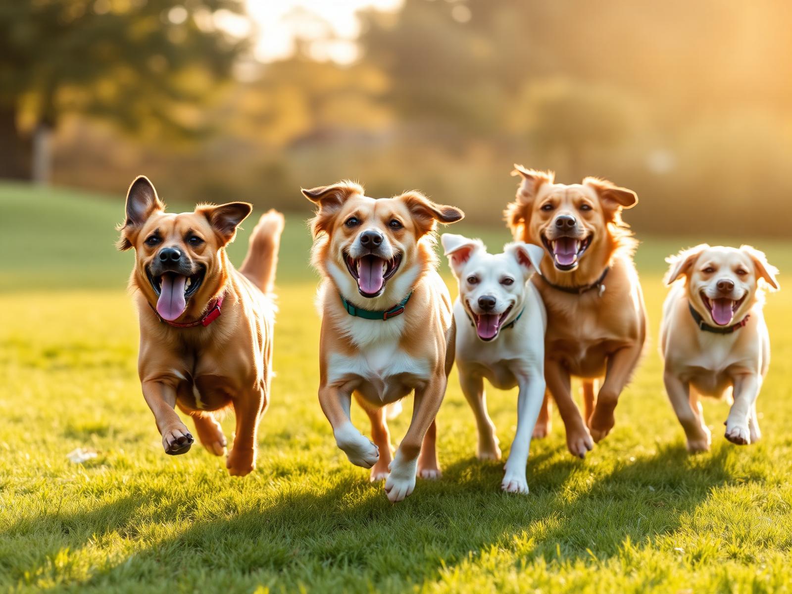 Rescue dogs running
